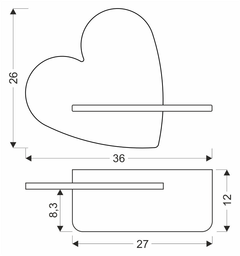 Applique murale LED Heart pour chambre d'enfant, bois