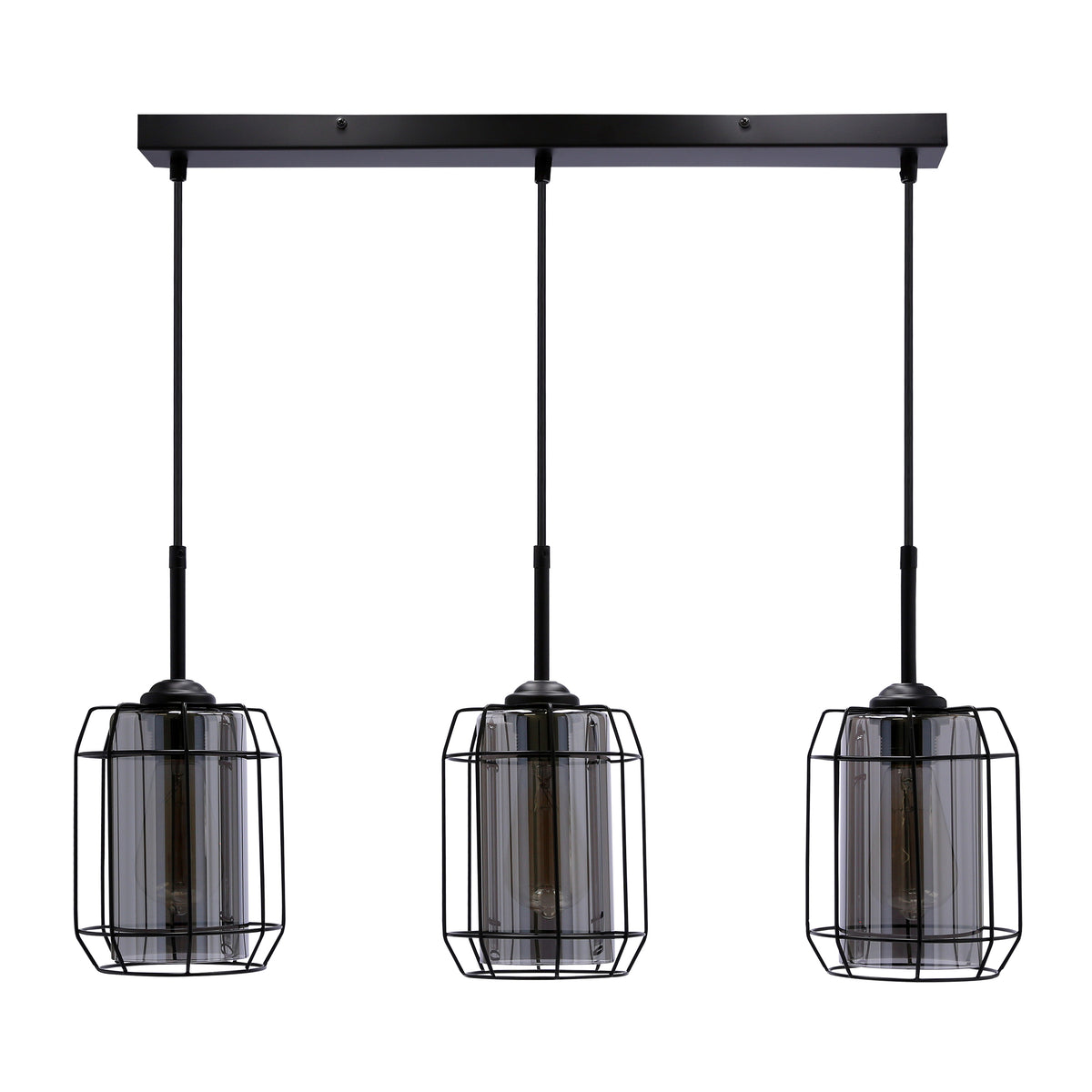 Suspension Jonera noire, verre, L 67 cm