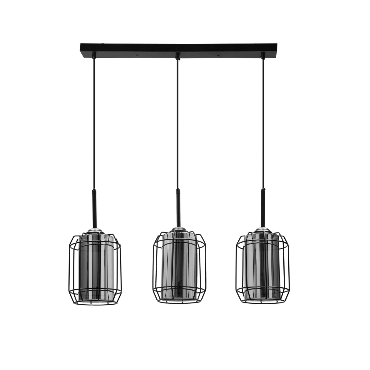Suspension Jonera noire, verre, L 67 cm