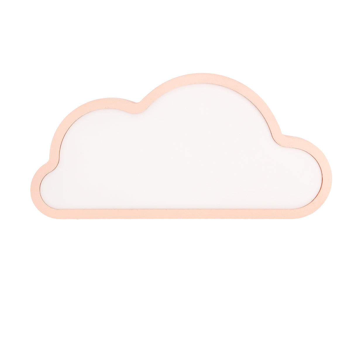 Lampe à poser LED en forme de nuage rose, vue de face sur fond blanc