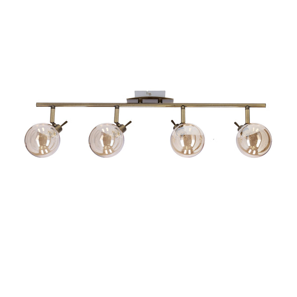 Plafonnier Lentini 4 lumières ambré, verre
