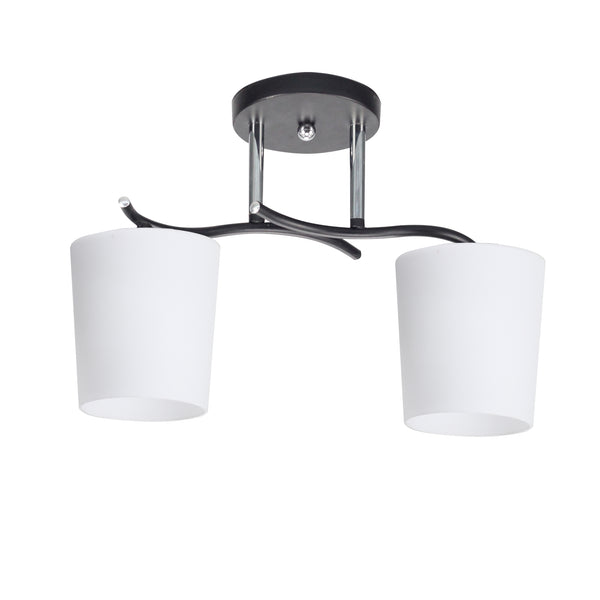Plafonnier Esnyr 2 lumières noir, verre