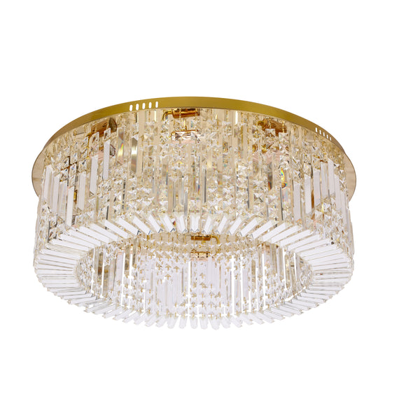 Plafonnier Maranga 10 lumières doré, cristal