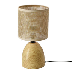 Lampe à poser Deli bois et beige, tissu