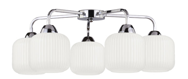 Plafonnier Cromado 5 lumières argenté, verre