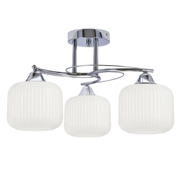 Plafonnier Dopo 3 lumières argenté, verre