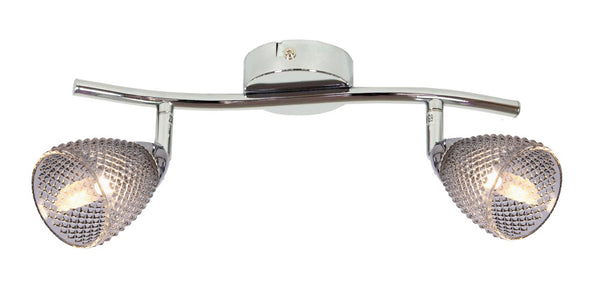 Plafonnier Estello 2 lumières argenté, verre
