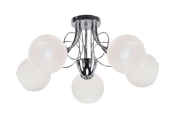 Plafonnier Fanta 5 lumières argenté, verre