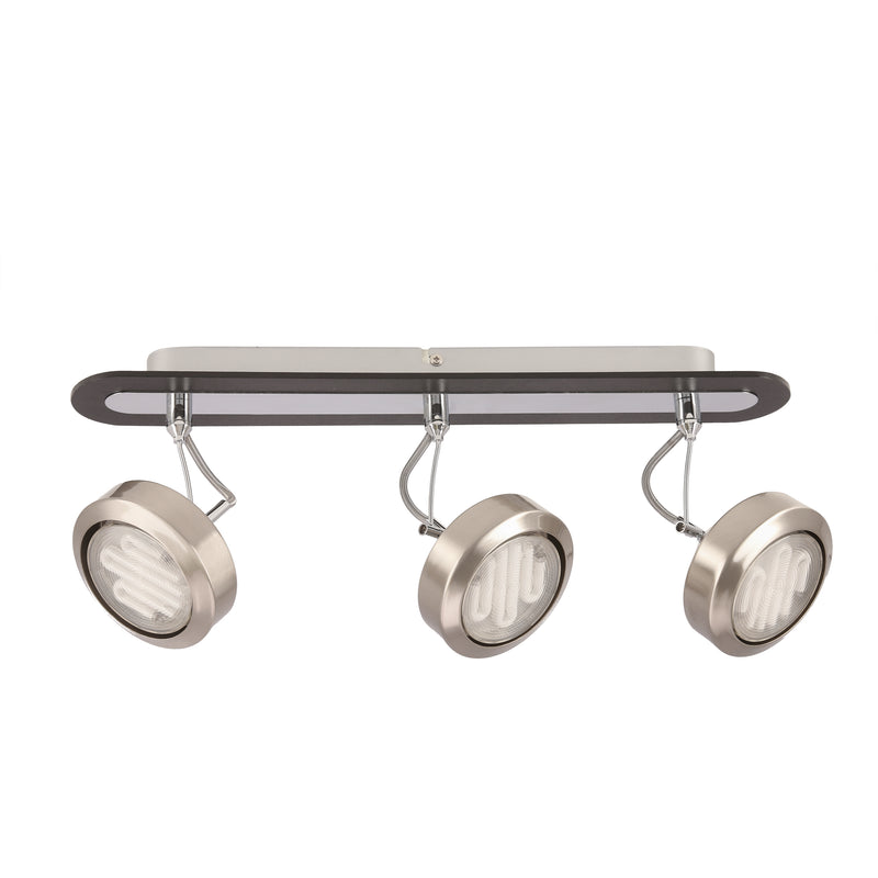 Plafonnier Earth 3 lumières nickel satiné et wengé, bois