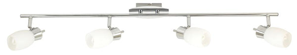Plafonnier Mango 4 lumières chromé et blanc, verre
