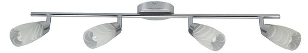 Plafonnier Laufer 4 lumières chromé, verre