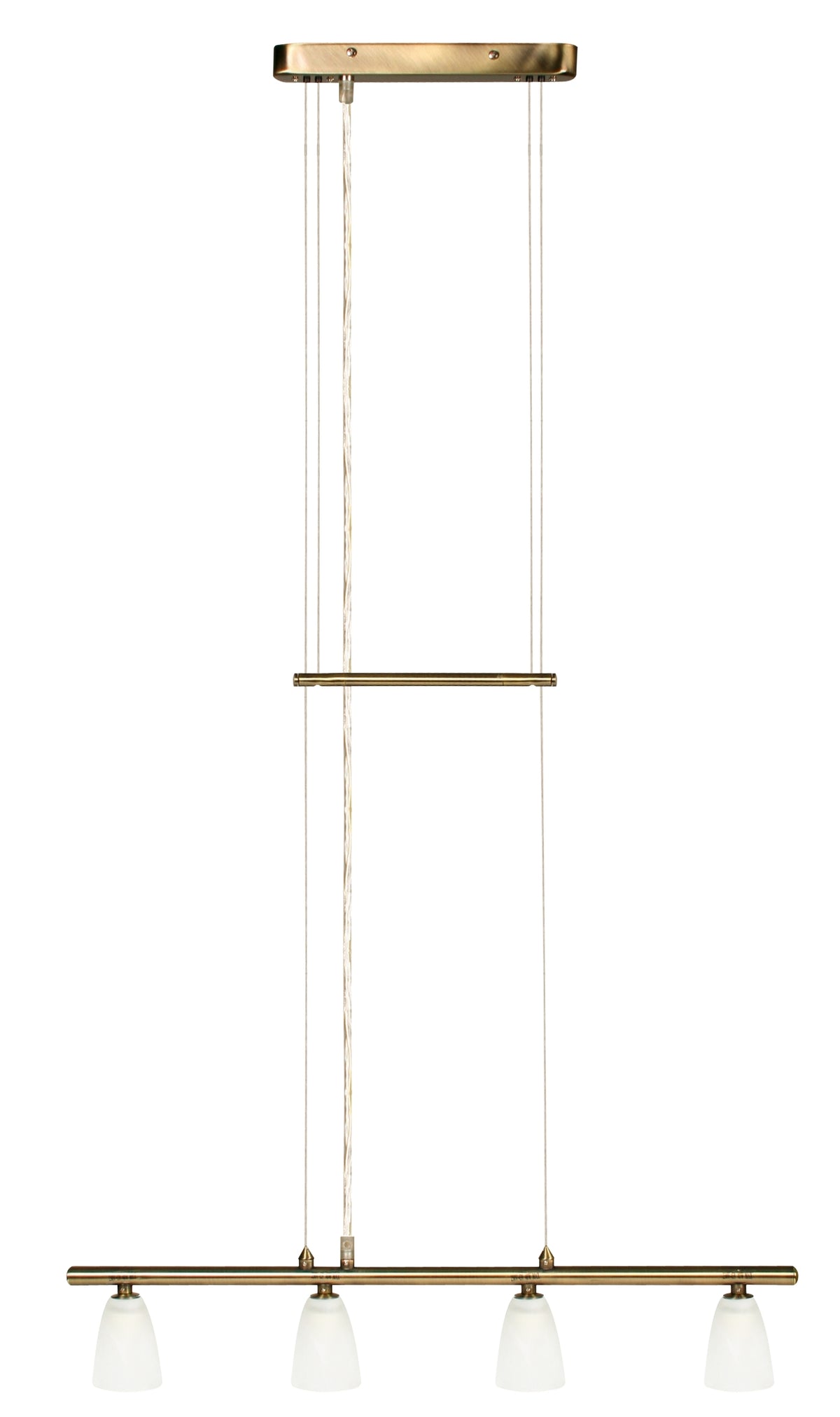 Suspension Parma 4 lumières dorée, verre
