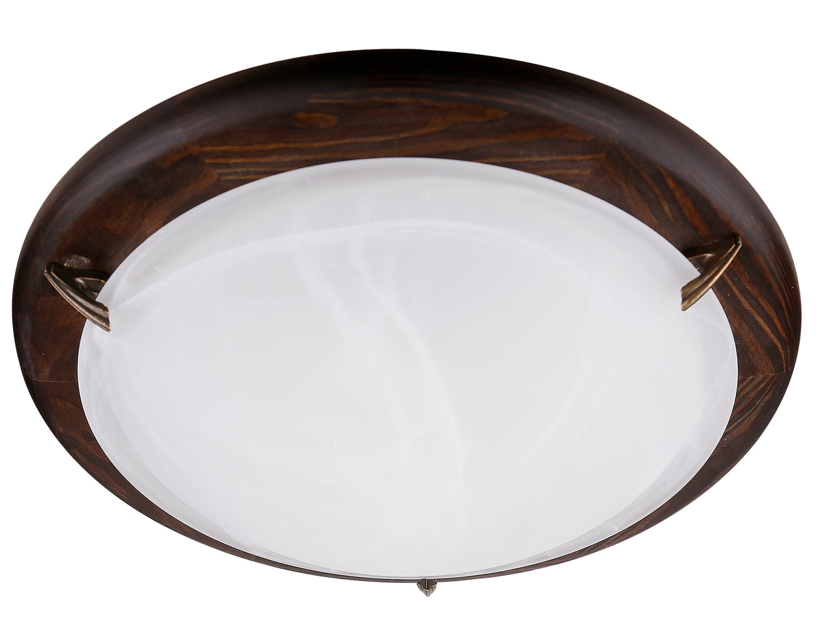 Plafonnier Duna 2 lumières wengé, verre