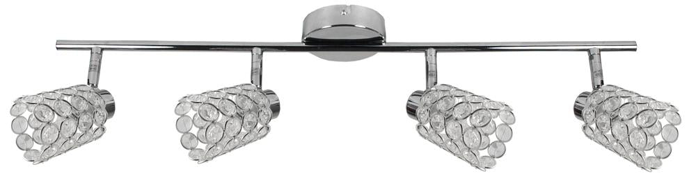 Plafonnier York 4 lumières chromé, cristal