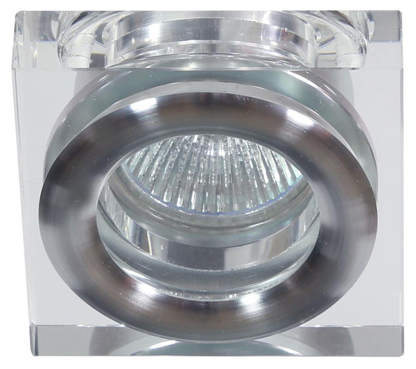 Spot encastrable SK-82 carré chromé et transparent, verre