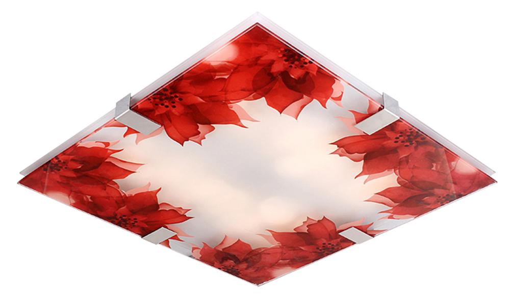 Plafonnier LED Rapsody rouge, verre, L 31 cm, H 6 cm