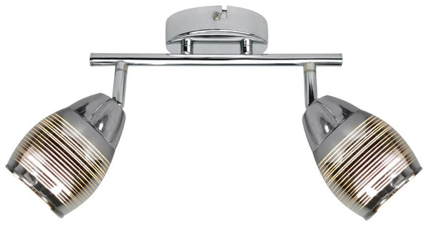 Plafonnier Milton 2 lumières chromé, verre