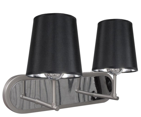 Applique murale Milonga 2 lumières nickel satiné et noire, tissu