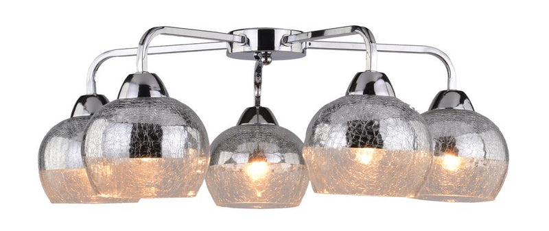 Plafonnier Cromina 5 lumières chromé, verre