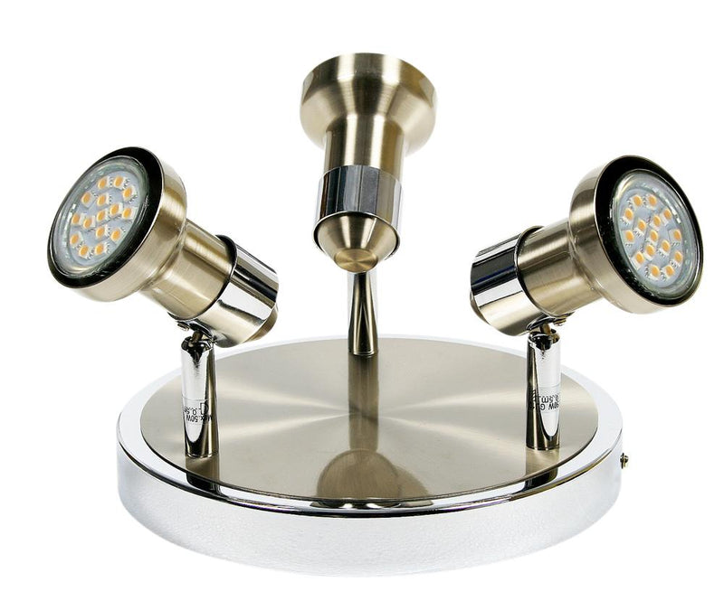 Plafonnier Arkon 3 lumières nickel satiné et chromé, L 28 cm
