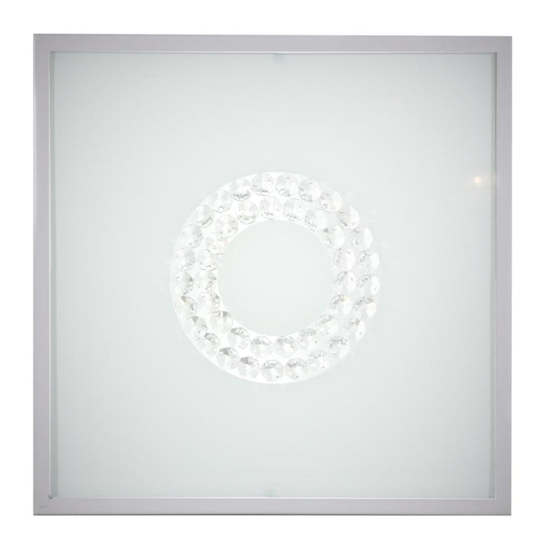 Plafonnier LED Lux nickel satiné, verre (réf. 10-60686)