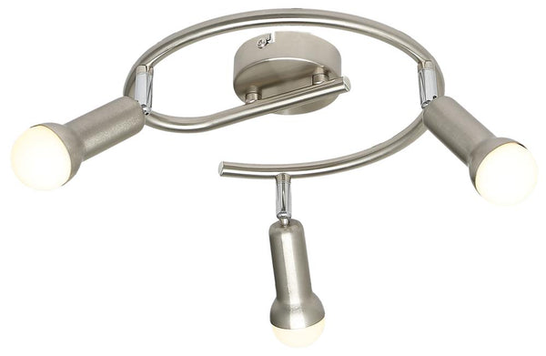 Plafonnier Arc 3 lumières nickel satiné, L 42 cm