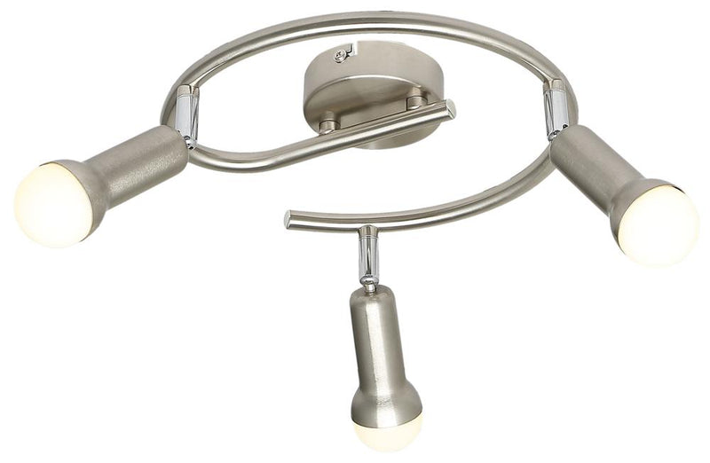 Plafonnier Arc 3 lumières nickel satiné, L 42 cm