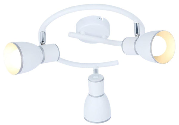 Plafonnier Fido 3 lumières blanc et chromé, L 43 cm