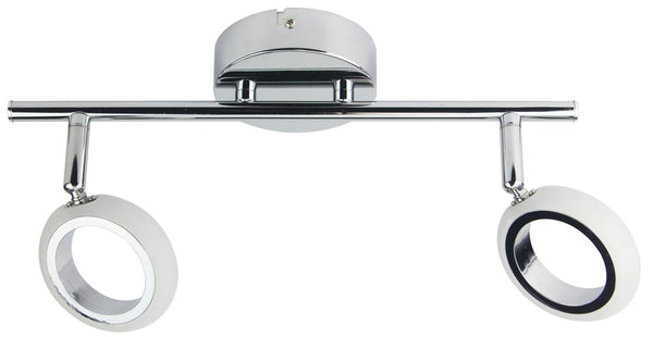 Plafonnier LED Aurelion 2 lumières chromé et blanc