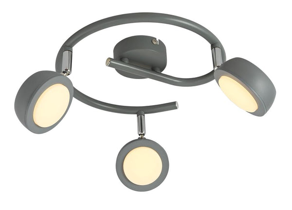 Plafonnier LED Mild 3 lumières gris, L 40 cm