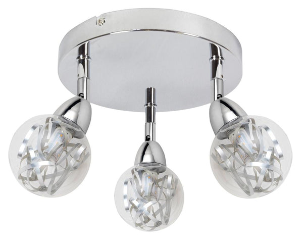 Plafonnier LED Bolo 3 lumières chromé, L 40 cm