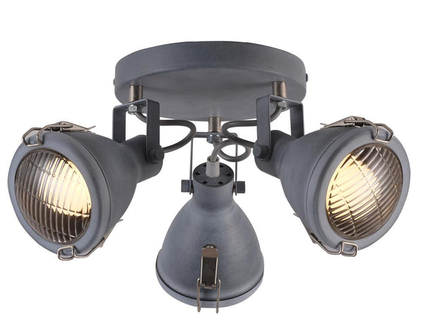 Plafonnier Crodo 3 lumières gris, L 39 cm