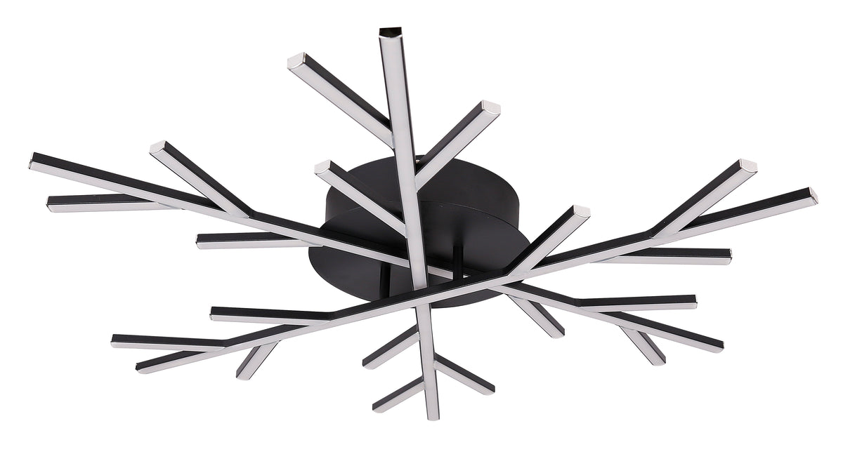 Luminaire LED noir aux branches fines rayonnant, présenté seul sur fond blanc.