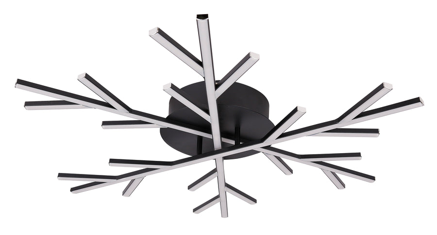 Luminaire LED noir aux branches fines rayonnant, présenté seul sur fond blanc.