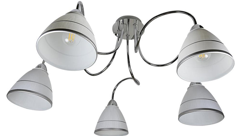 Plafonnier Elf 5 lumières chromé, verre