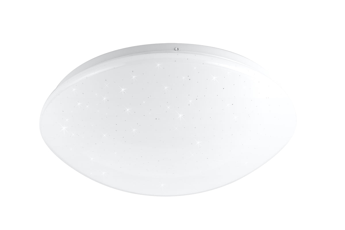 Plafonnier ovale blanc de face sur fond blanc