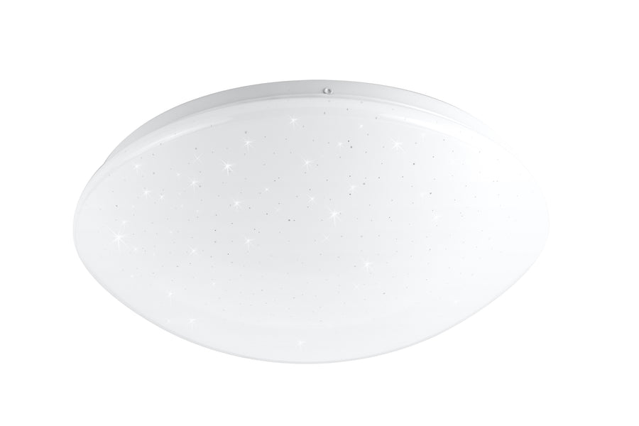 Plafonnier ovale blanc de face sur fond blanc