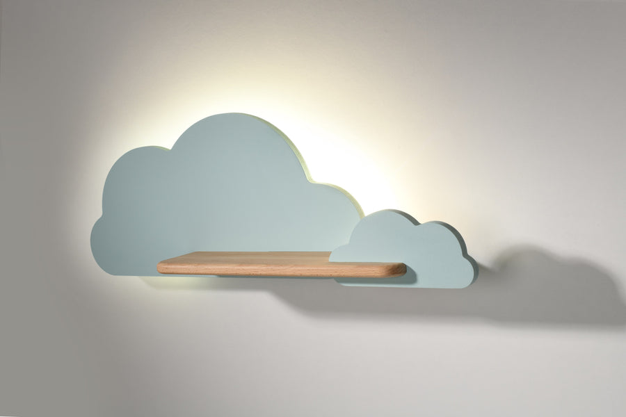Applique murale LED Cloud pour chambre d'enfant, bois