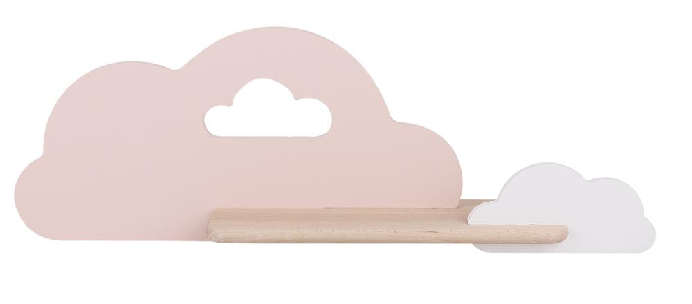Applique murale LED Cloud pour chambre d'enfant rose et blanche, bois