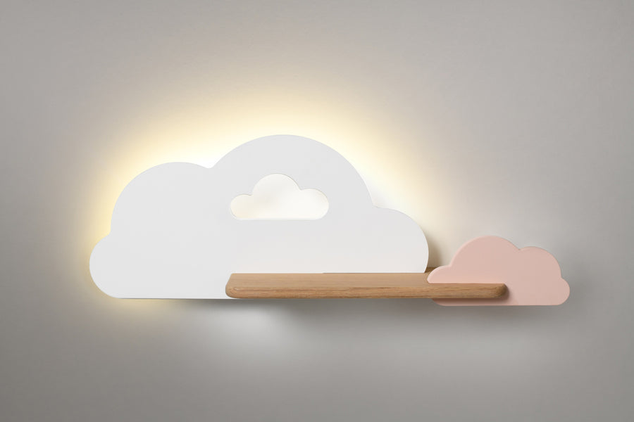 Applique murale LED Cloud pour chambre d'enfant, bois