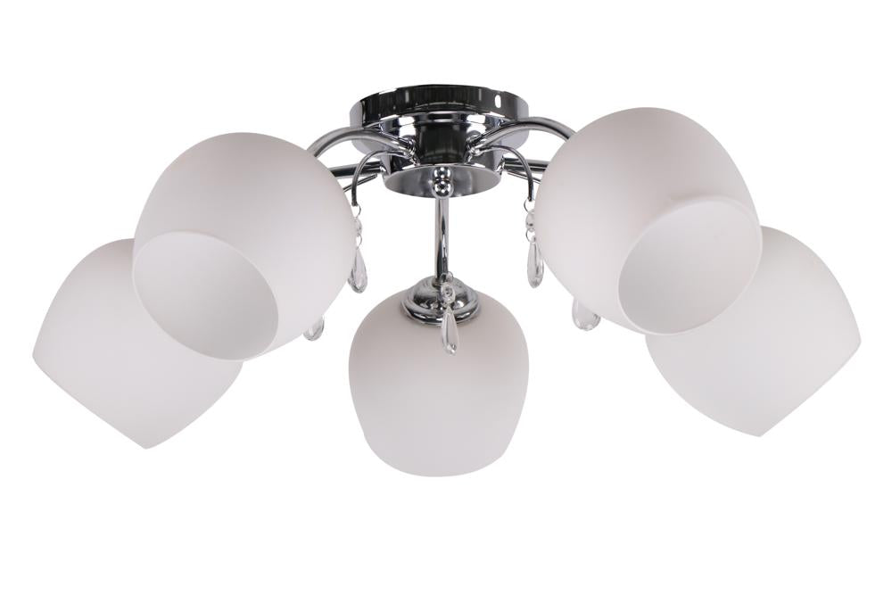 Suspension Zachera 5 lumières chromée, verre