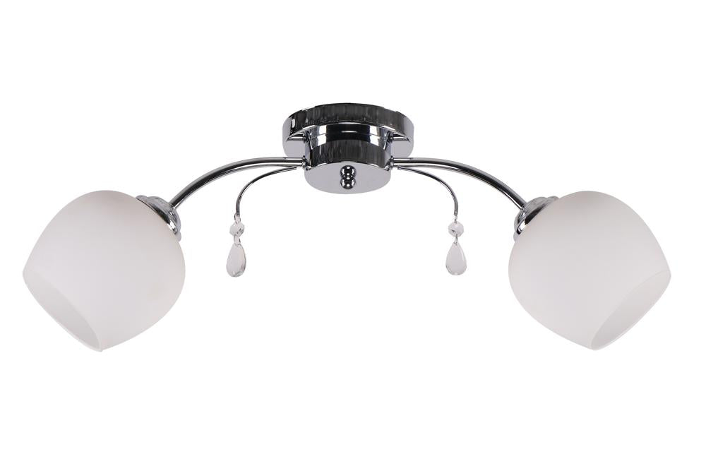 Suspension Zachera 2 lumières chromée, verre