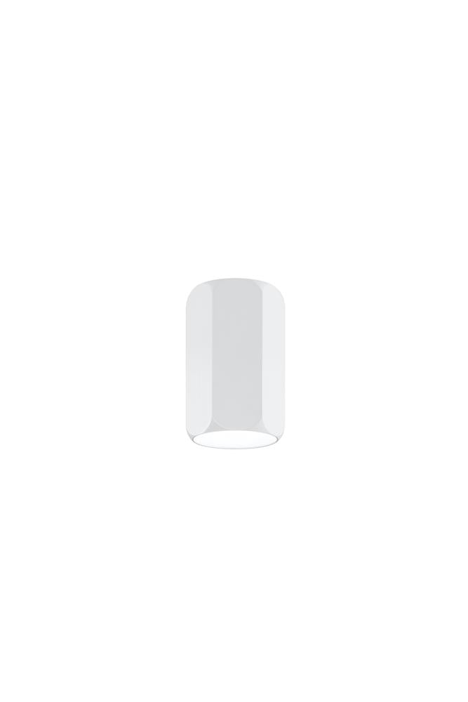 Spot plafond cylindrique blanc vu de face sur fond neutre