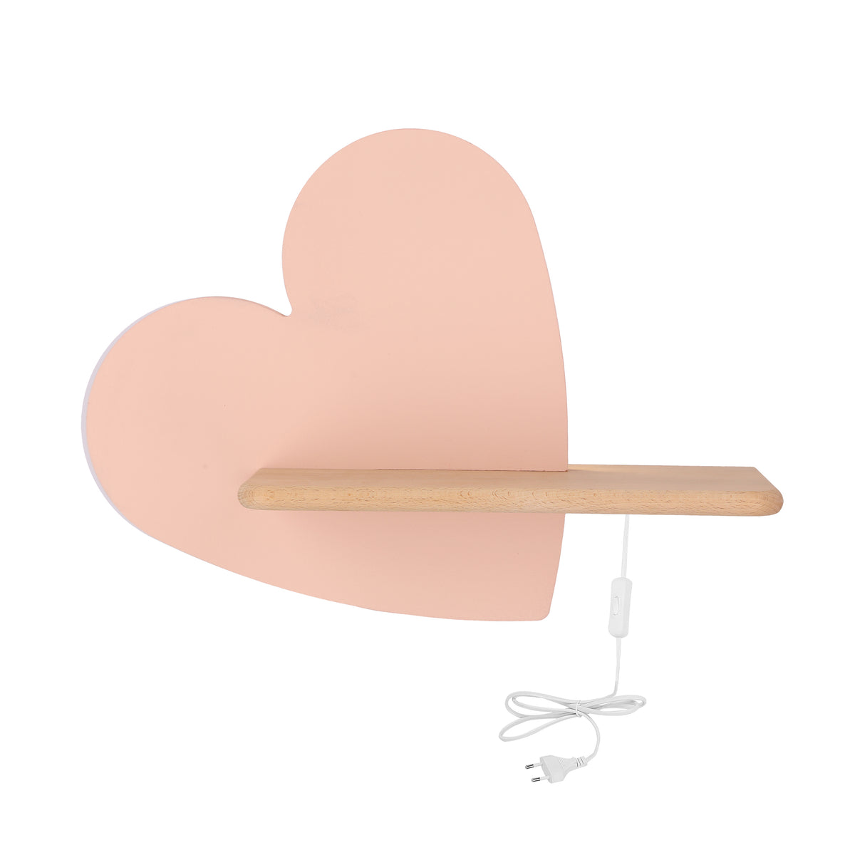 Applique murale LED Heart pour chambre d'enfant rose, bois