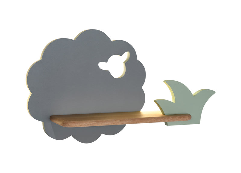 Applique murale LED Sheep pour chambre d'enfant grise, bois (réf. 21-84811)