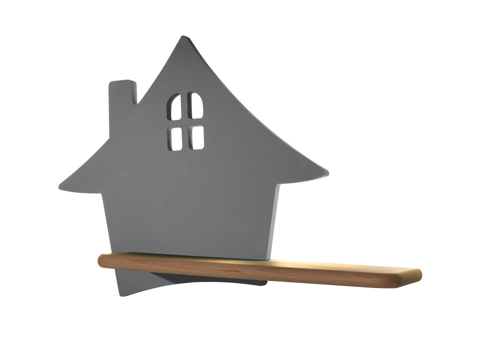 Applique murale LED House pour chambre d'enfant grise, bois (réf. 21-84842)