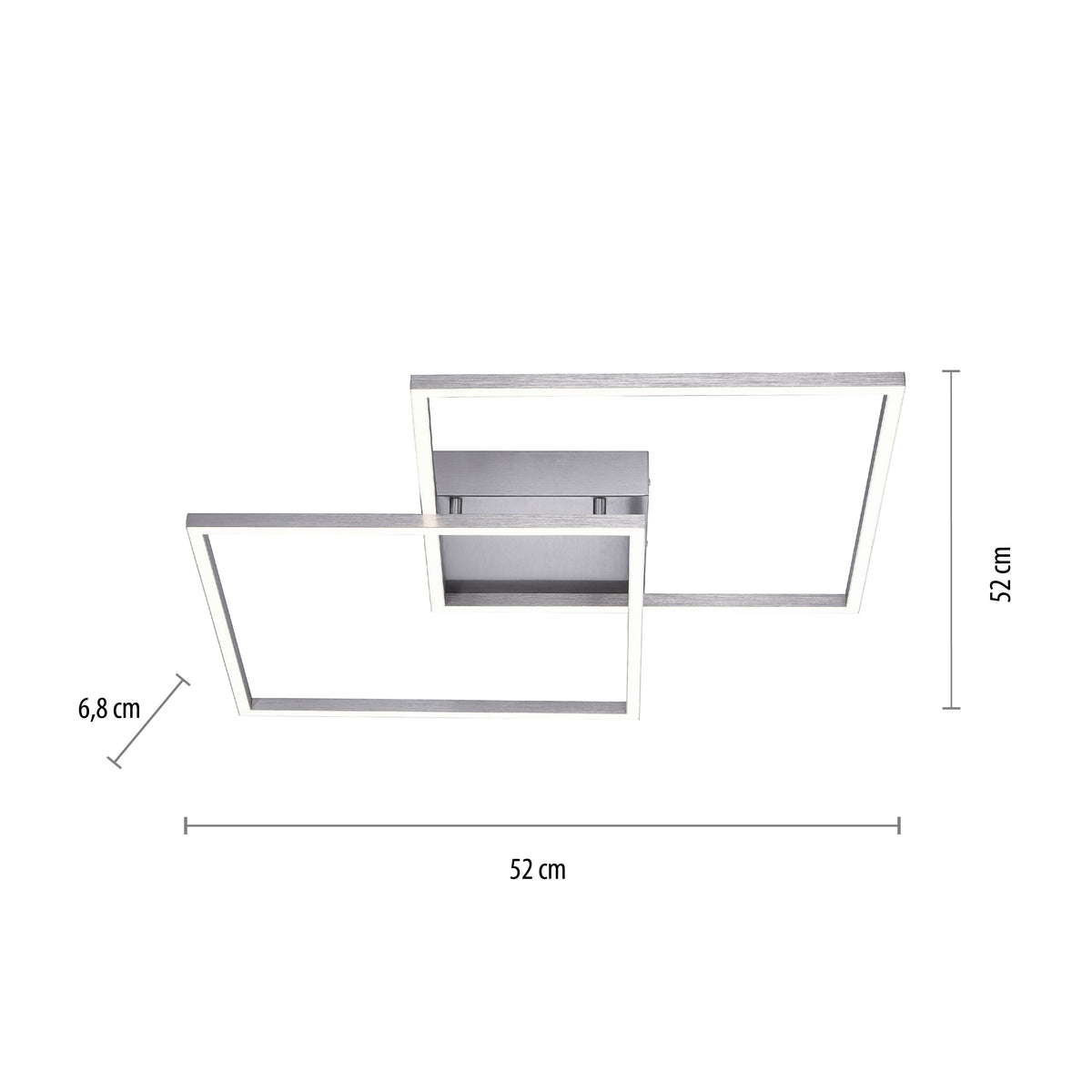 Plafonnier Q-Inigo acier, L 52,7 cm