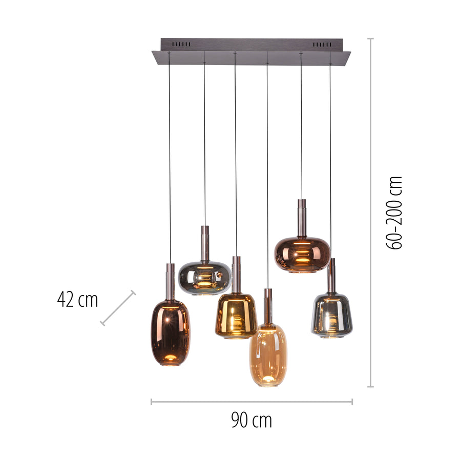 Suspension Irides multicolore, verre, L 42 cm