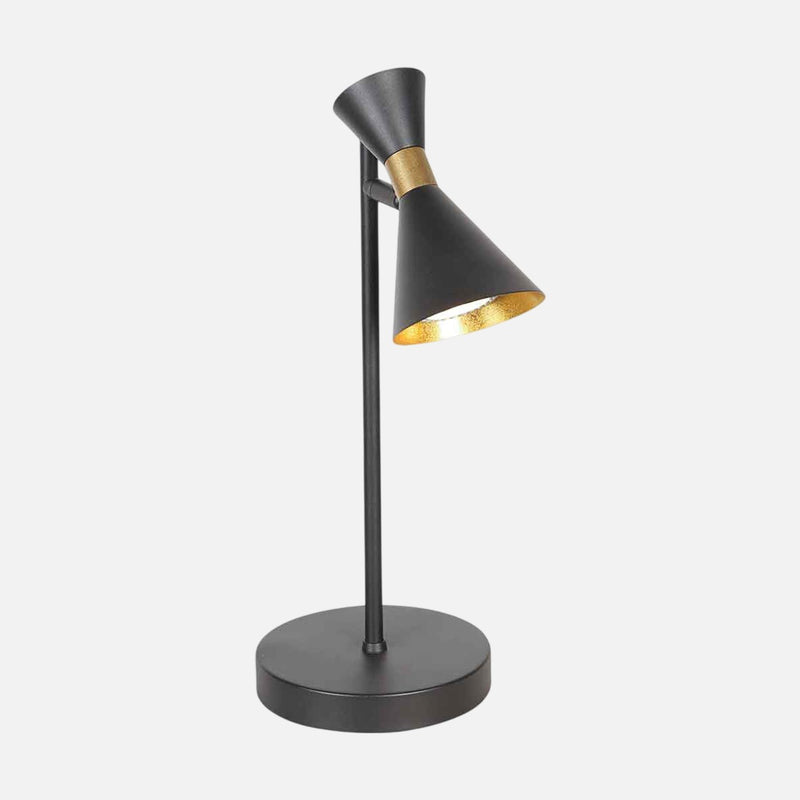 Lampe à poser gu10 noire, spot orientable & détail laiton | Preto
