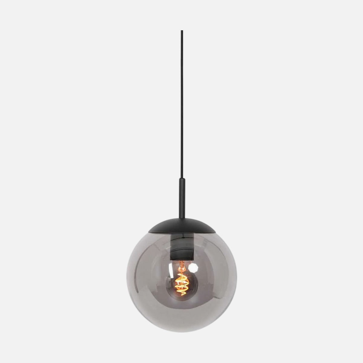 Suspension globe noir en verre fumé Ø 12 cm suspendue
